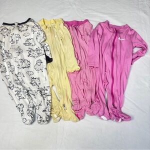 Baby Newborn Footie Romper Girl's One Piece Bodysuit Cotton Sleeper BUNDLE of 4